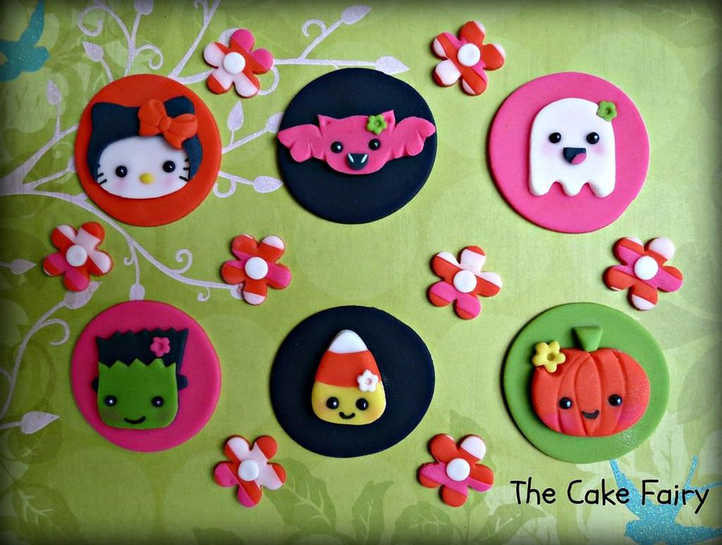 Kawaii Halloween Girly Cupcake Toppers Cake by Renee CakesDecor