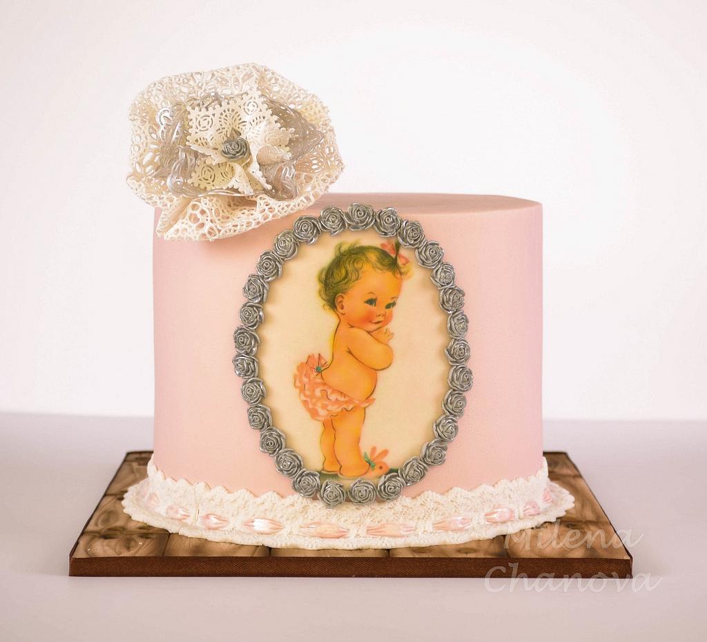 Vintage baby 2024 shower cake