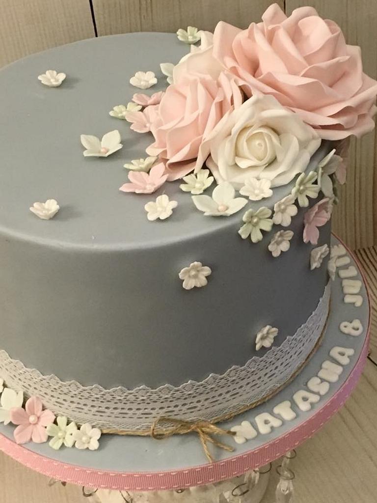 Grey & Pink Cake by Shereen CakesDecor