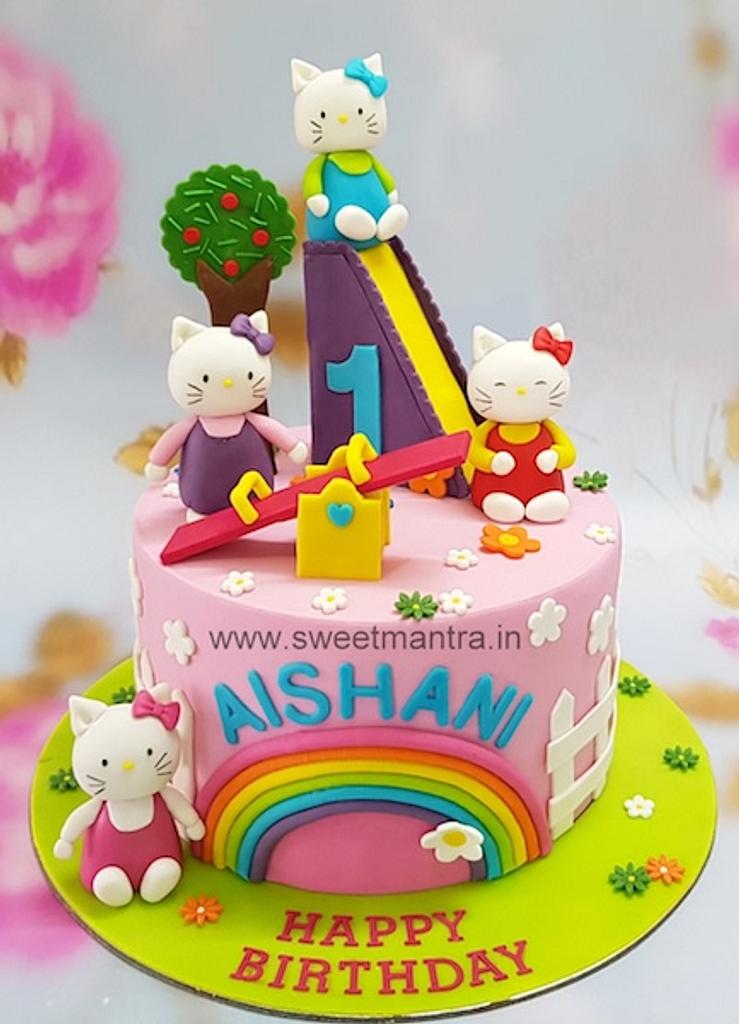 Hello Kitty Theme Birthday Cake | bakehoney.com