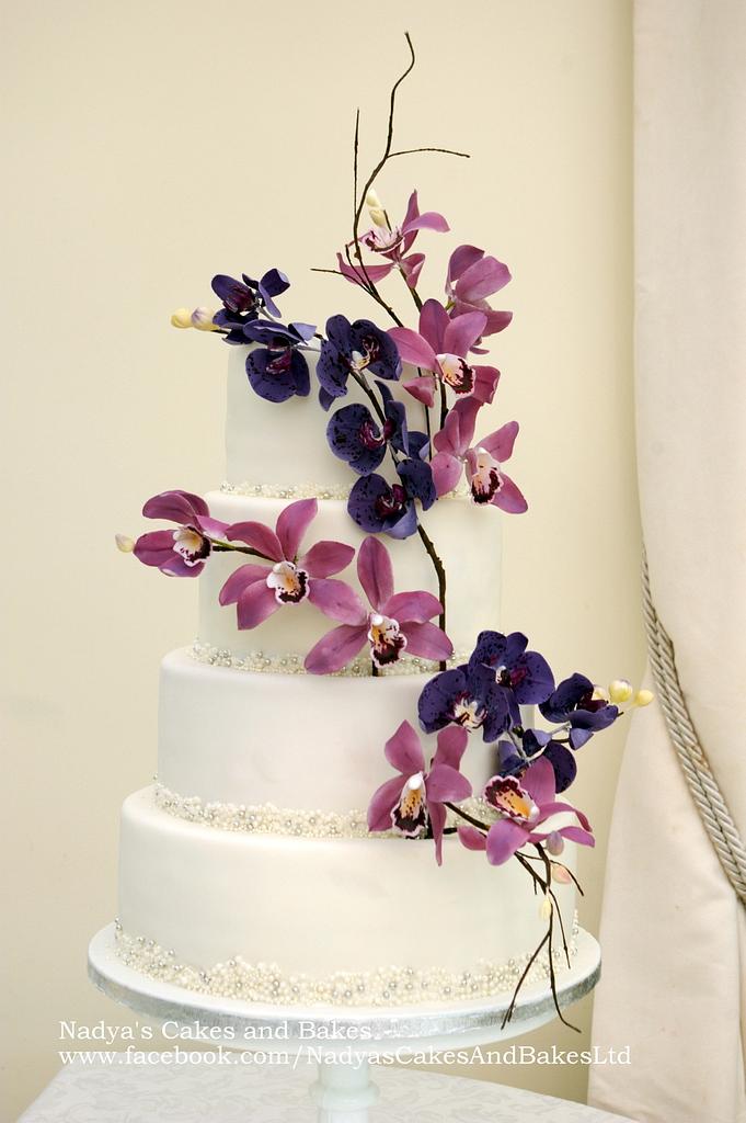 purple orchids cake - Cake by Nadya - CakesDecor