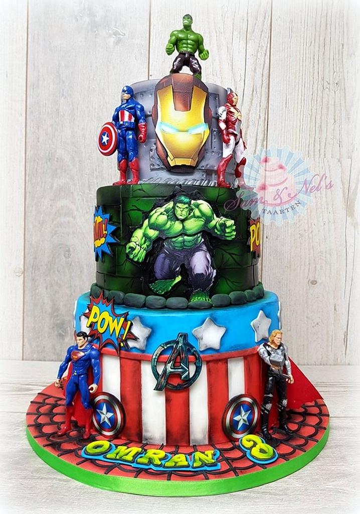LittleCakes - For the superhero birthday boy! I've never done a mega superhero  cake and love how it turned out 🙌 And surprisingly with no fondant just  buttercream! 😋 Flavor of tiers: