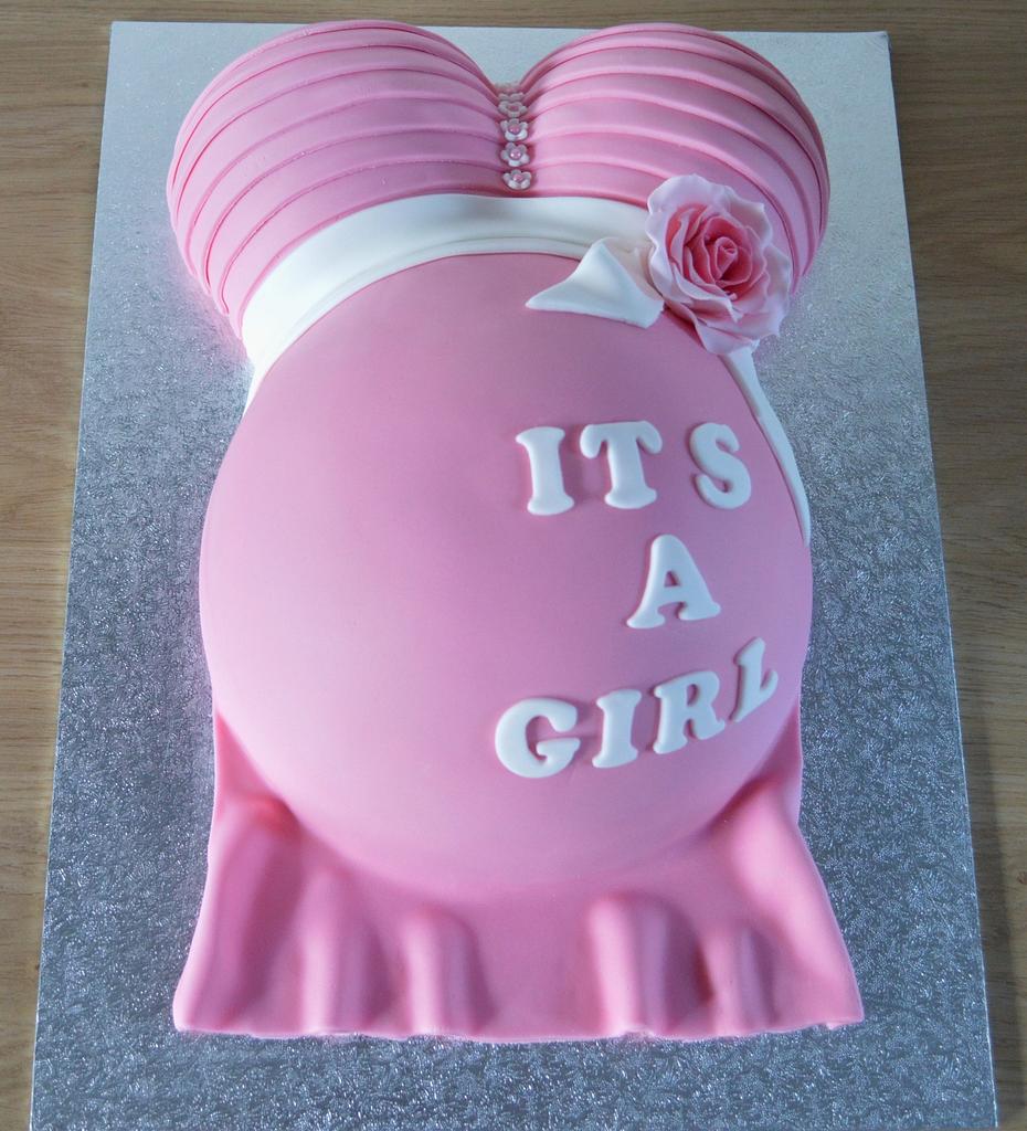 Pale Pink Pregnant Belly Cake - CakeCentral.com