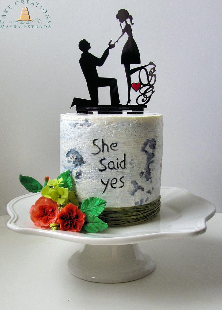She Said Yes Cake Topper | Engagement Party Decorations – Pomchick