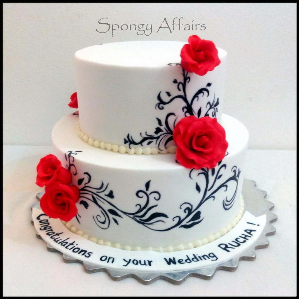 Red, Black and White Wedding Cake