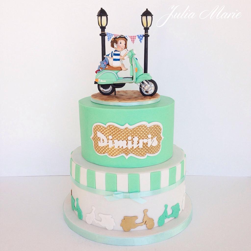 Vespa Christening Cake - Cake by Julia Marie Cakes - CakesDecor