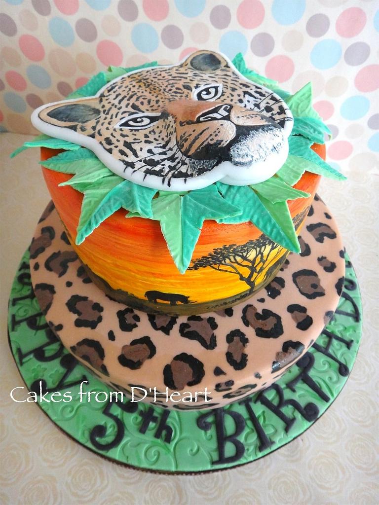 Leopard Safari Cake - Cake by Cakes from D'Heart - CakesDecor