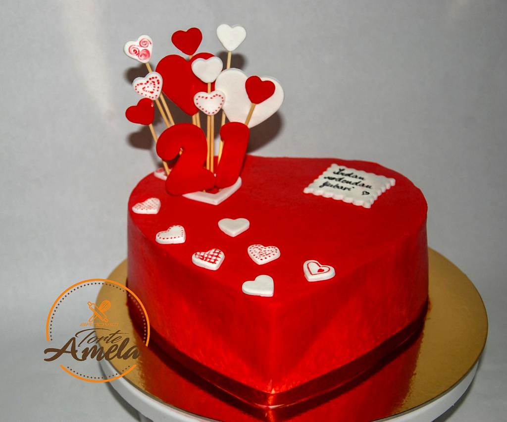 Red colour heart shape cake model - YouTube