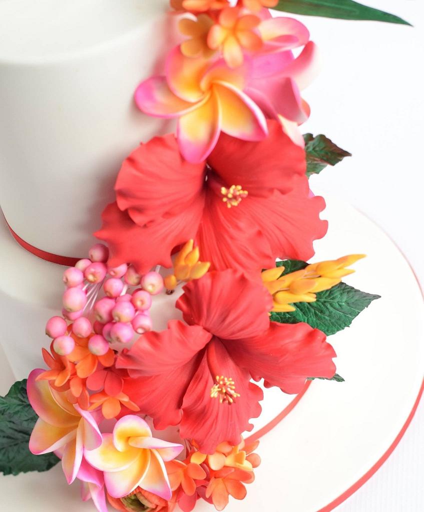 Bold and beautiful tropical flowers cake Cake by Cakes CakesDecor