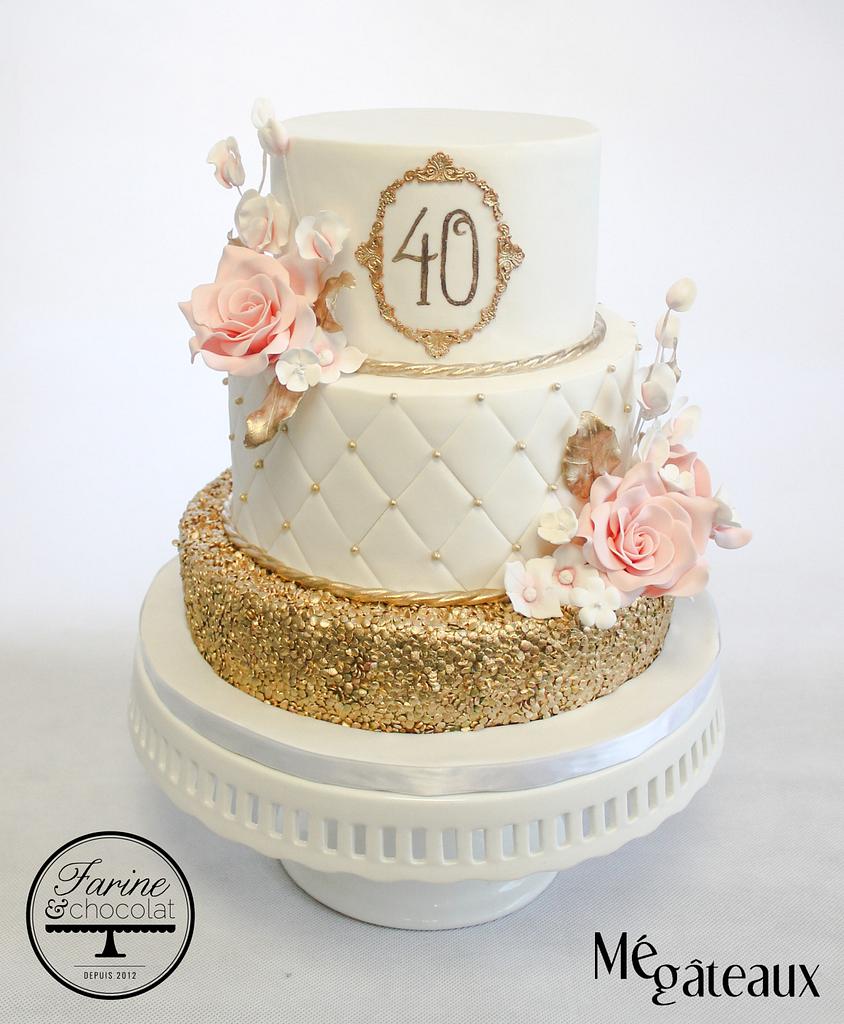 Rose Gold Mirror Happy 40th Birthday Cake Topper - Online Party Supplies