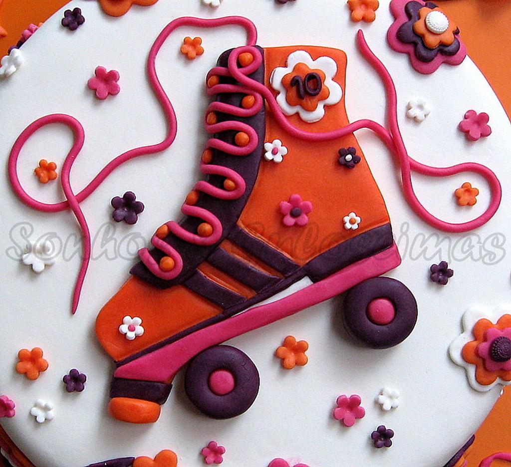 Pink Roller Skate Birthday Cake Topper | Zazzle