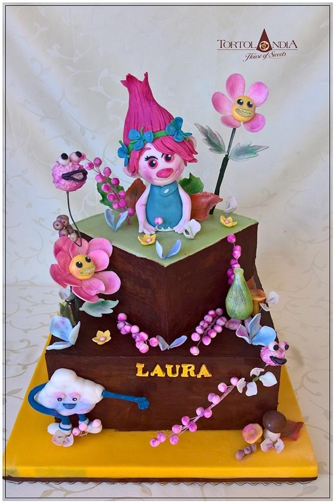 Sweet Poppy Trolls First Birthday Cake By Tortolandia Cakesdecor