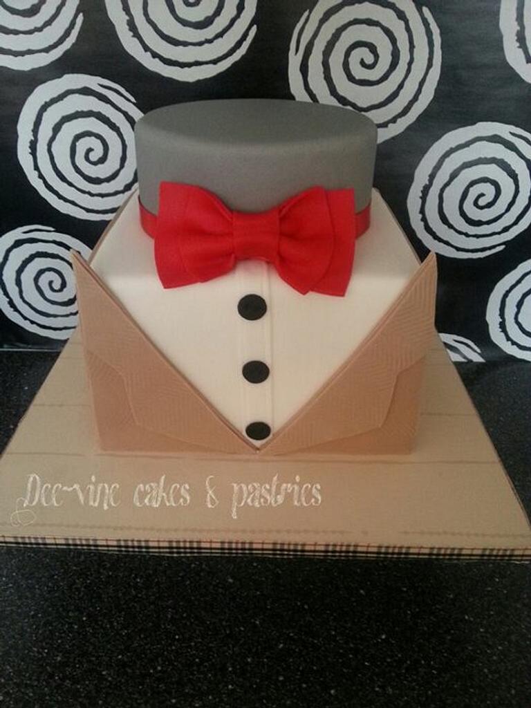 burberry themed suit and tie - Decorated Cake by Doyin - CakesDecor