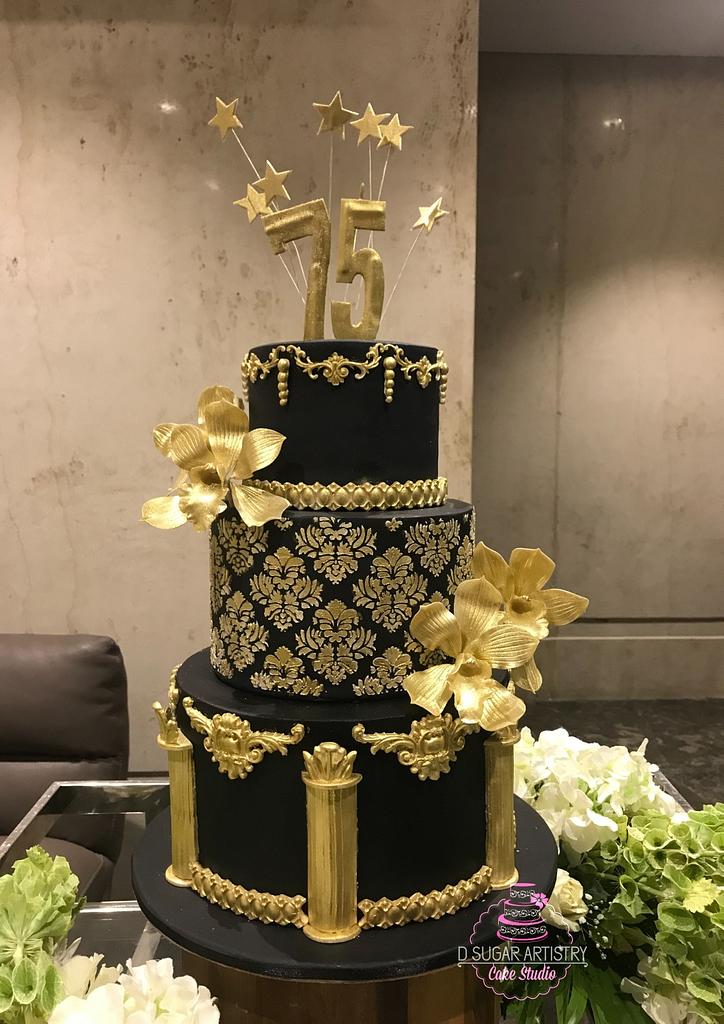 Black and Gold Elegant Cake - Cake by D Sugar Artistry - - CakesDecor