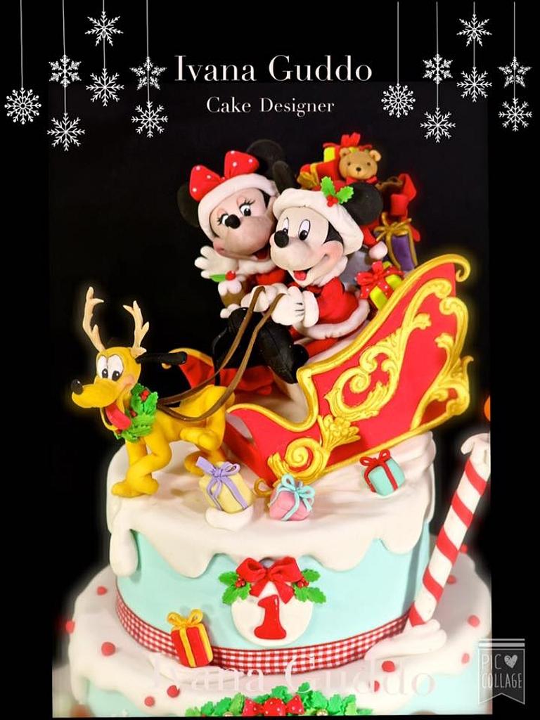 Mickey Mouse And Minnie Christmas Cake Cake By Ivana Cakesdecor