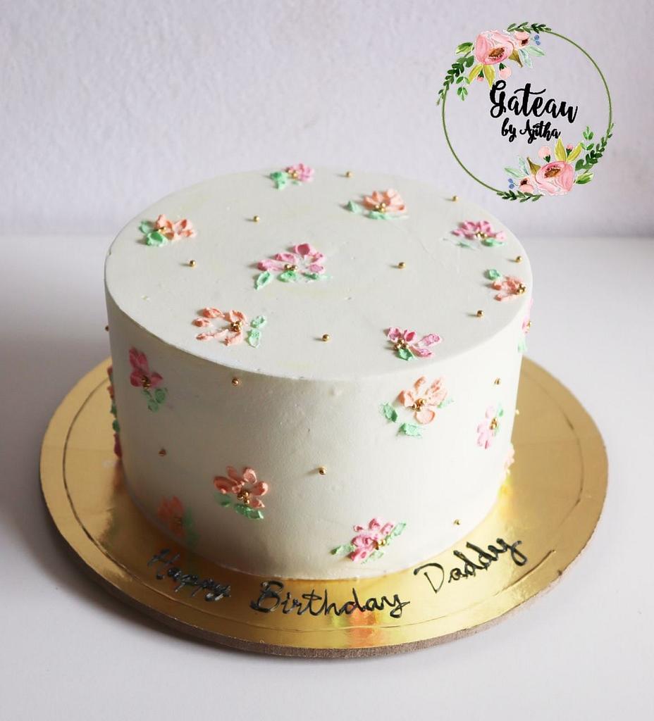Simple pallette knifed painted Rasmalai cake - Decorated - CakesDecor
