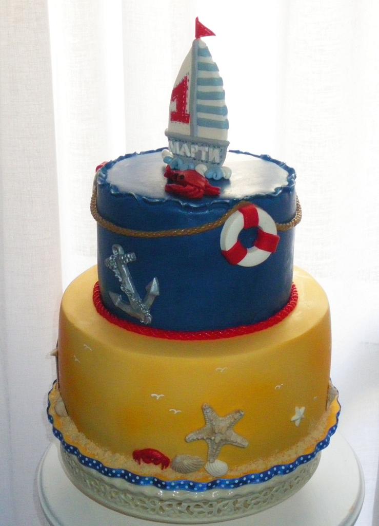 Sailor cake for first birthday - Cake by Rositsa - CakesDecor