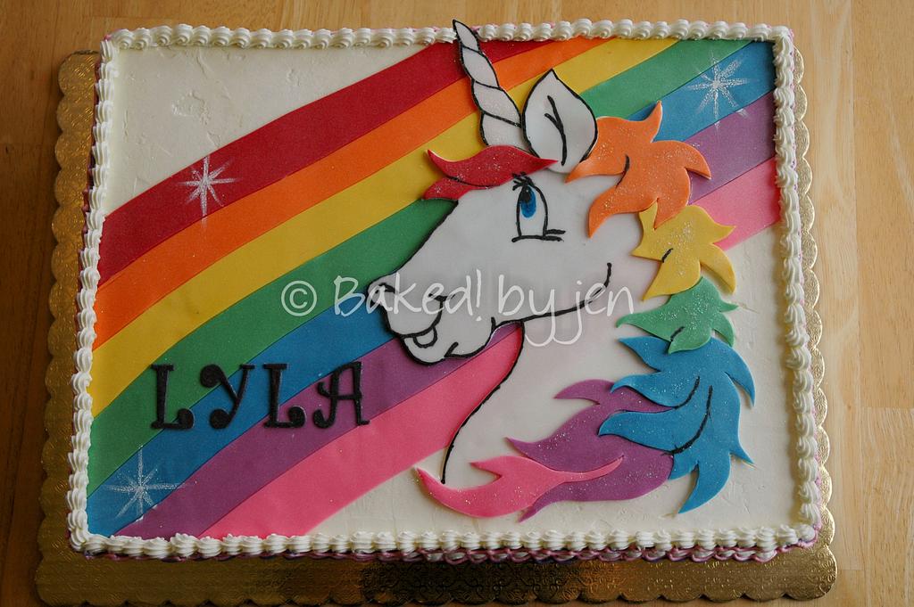 Fantasy Unicorn with a Halo Waterfall Rainbow Background Edible Cake Topper  Image ABPID56670 - Walmart.com