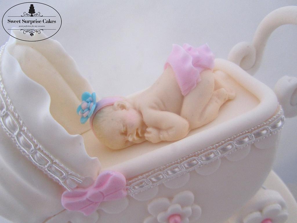 Antique Baby Shower Cake - Cake by Rose, Sweet Surprise - CakesDecor