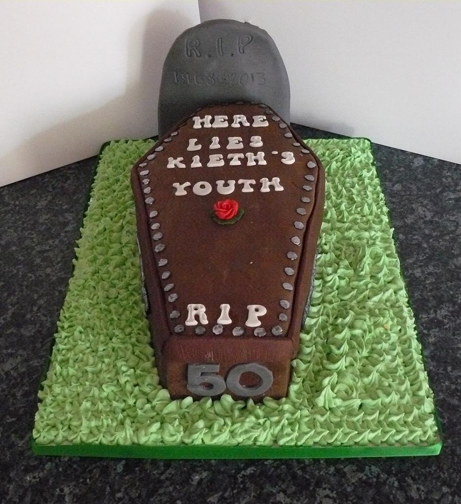 Funny 50th Coffin Cake - Decorated Cake by Krazy Kupcakes - CakesDecor