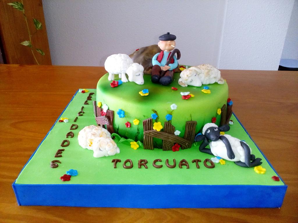 SLEEPING SHEPHERD WITH SHEEP CAKE - Decorated Cake by - CakesDecor