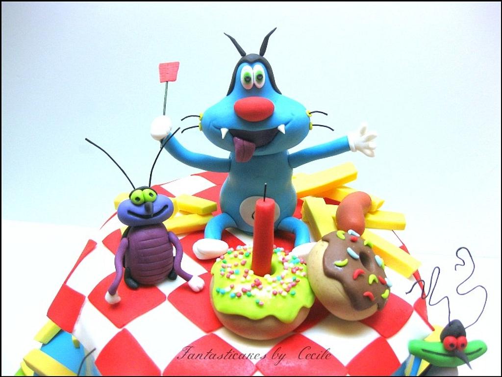 Oggy and the Cockroaches Cake - Cake by Cecile Crabot - CakesDecor