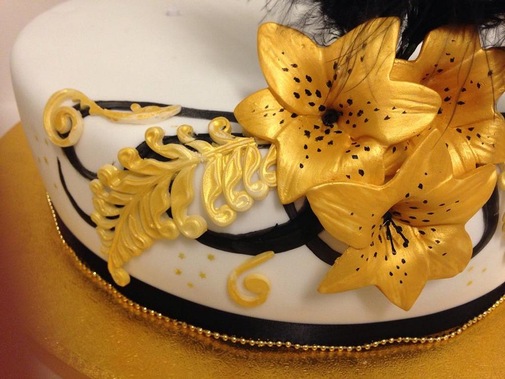 Gold And Black 60th Birthday Cake - Cake By Caron - CakesDecor