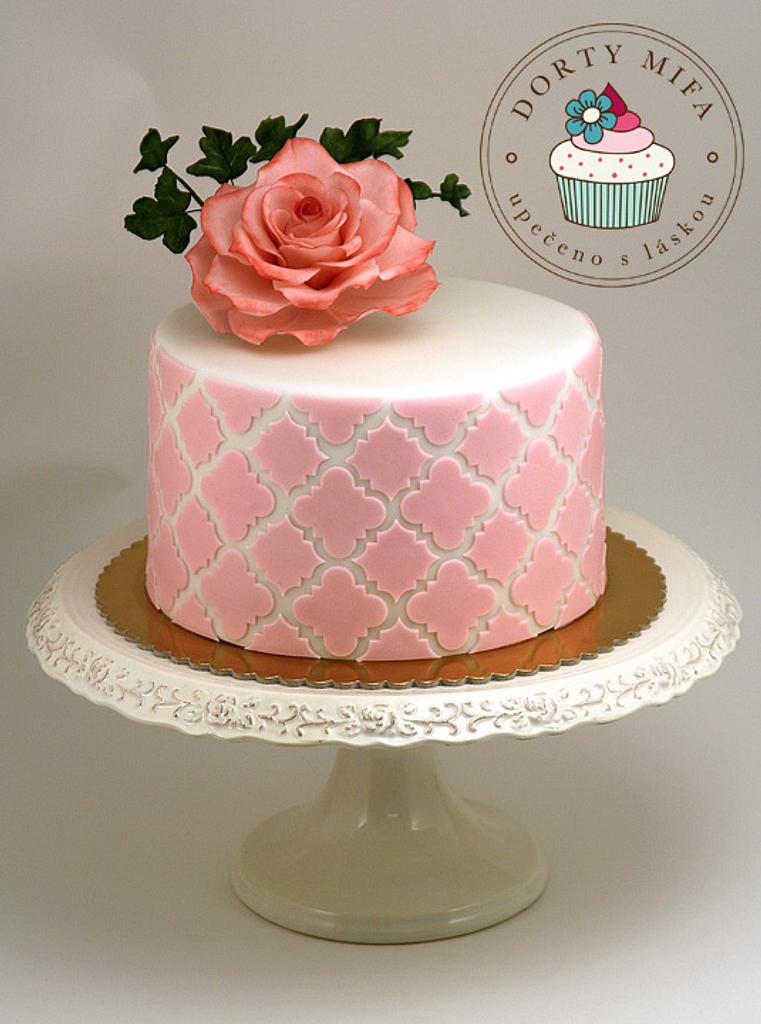 Birthday Cake with Sugar Rose - Cake by Michaela - CakesDecor