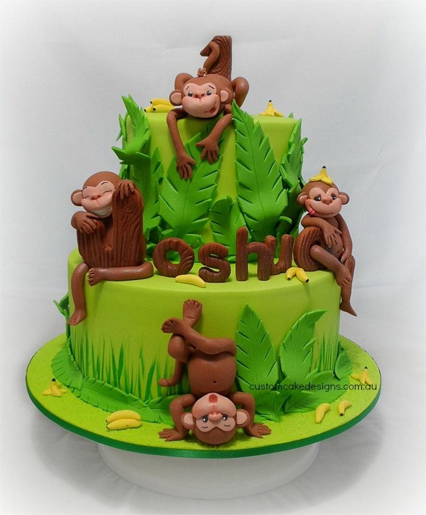 Cute Monkey Girl Wearing Party Hat! - Decorated Cake by - CakesDecor