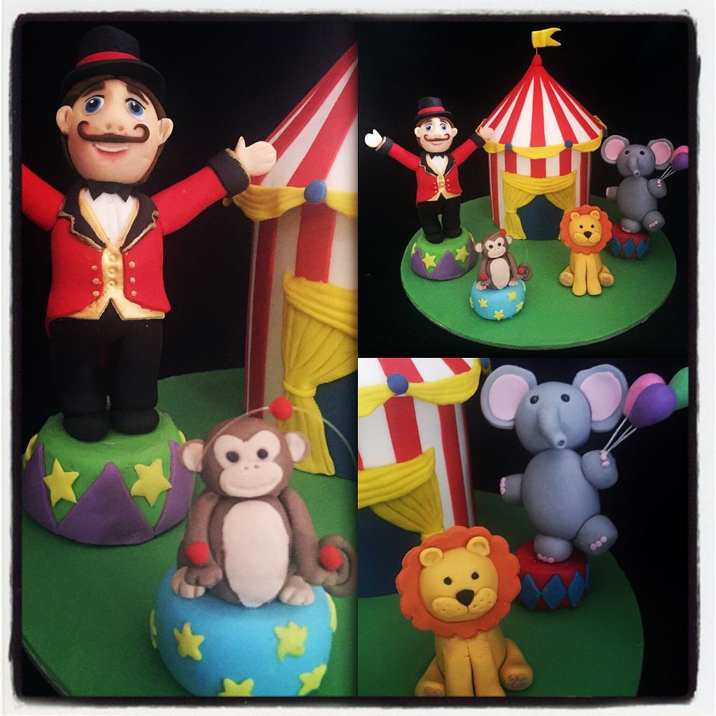 Fondant Circus Cake Topper - 3 fondant circus animals with circus tent &  name blocks | Animal cake topper, Birthday cake toppers, Circus birthday  cake