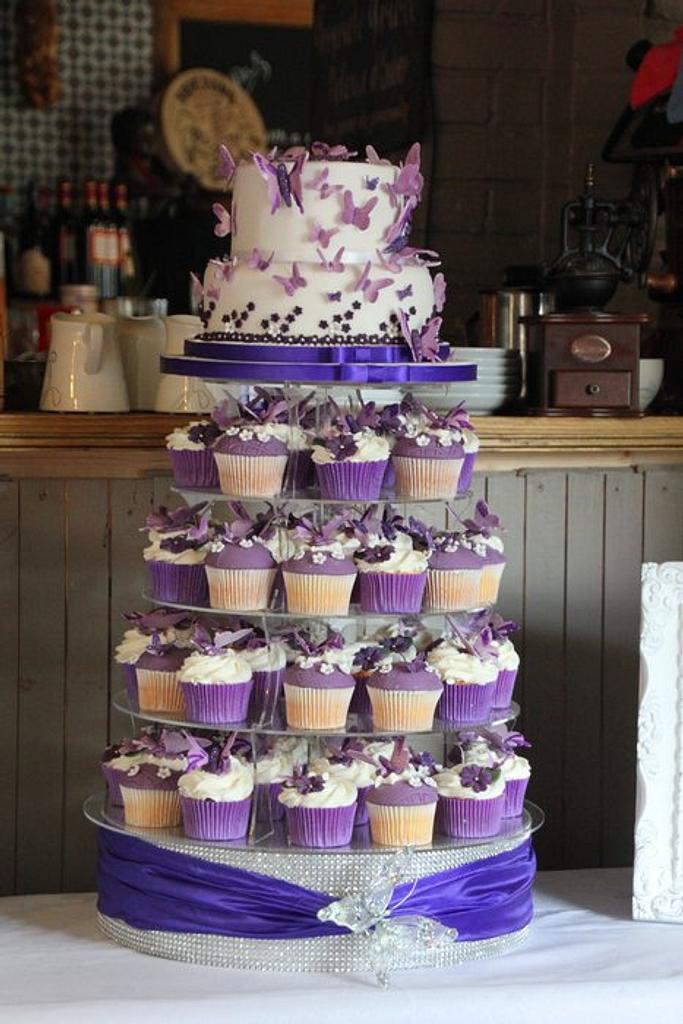 Purple and white butterfly wedding cake - Cake by Cakes - CakesDecor