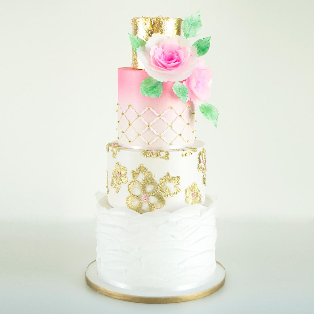 White And Gold, Ombre Wedding Cake - Cake by Sugar Tree - CakesDecor