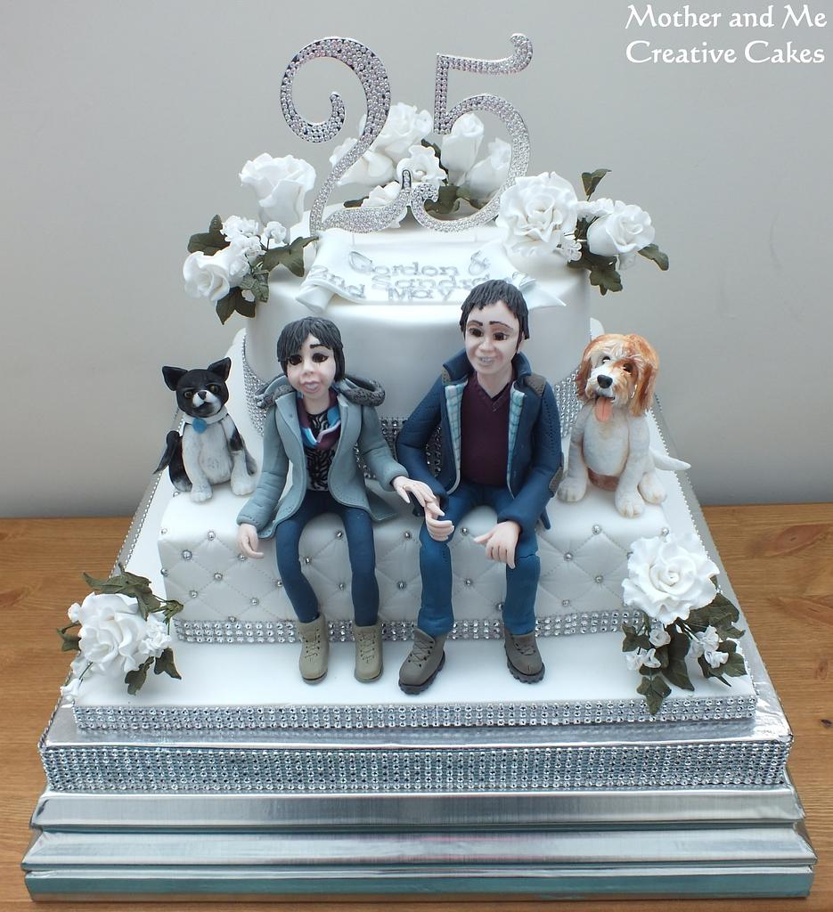 Silver Wedding Anniversary Cake - Decorated Cake by - CakesDecor
