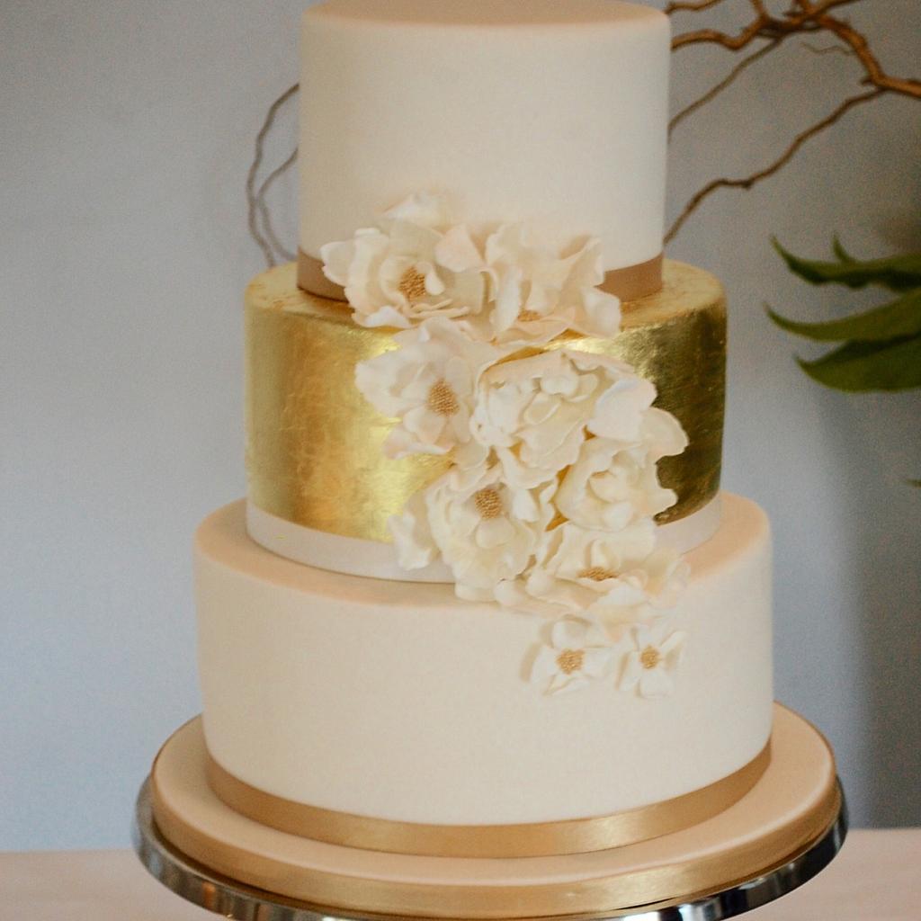 Gold Leaf Duchess Wedding Cake