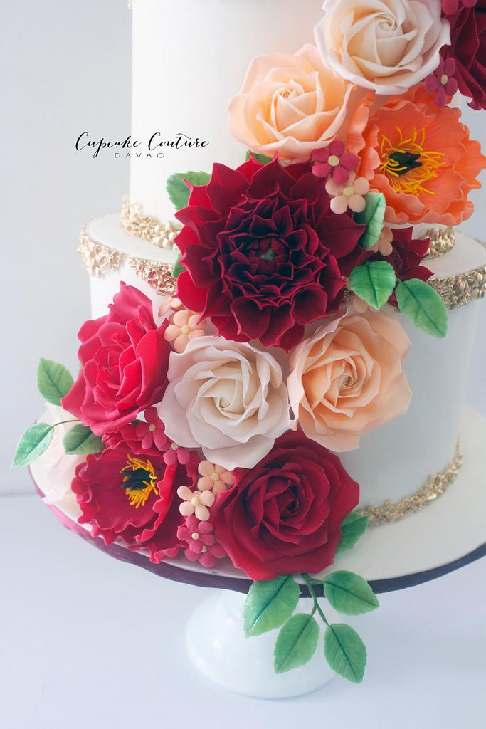 Cascading Sugar Flowers Wedding Cake Cake By Marie Mae Cakesdecor