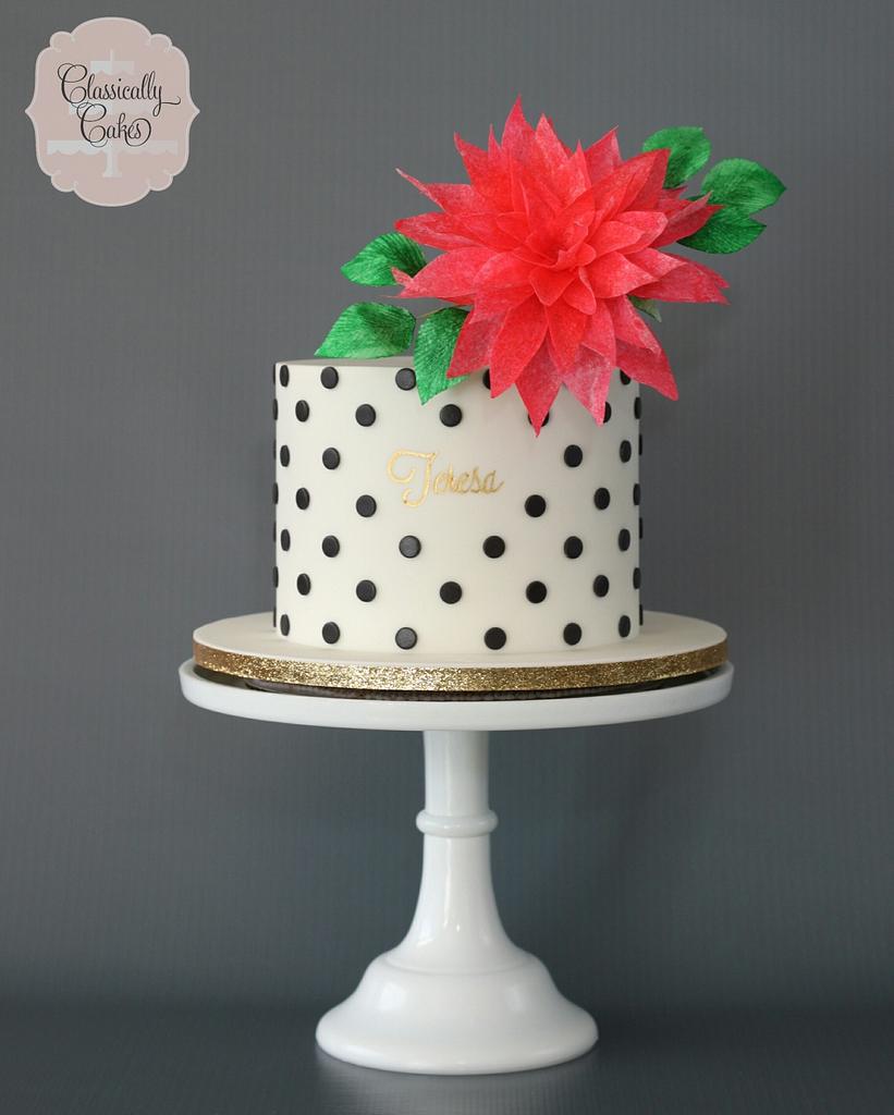 Black & White Fondant Dot Flower Cake Design