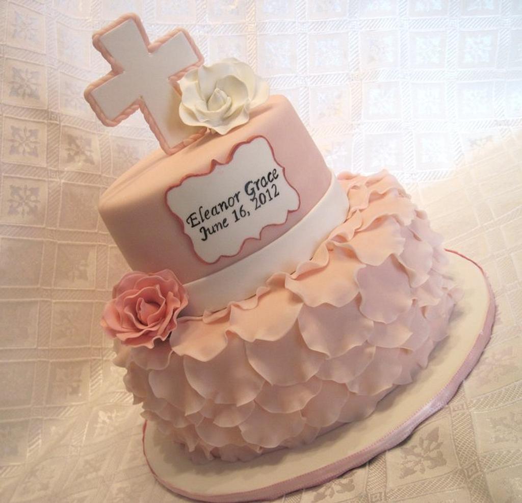 Pink Petal Baptism Cake - Cake by Tammy - CakesDecor
