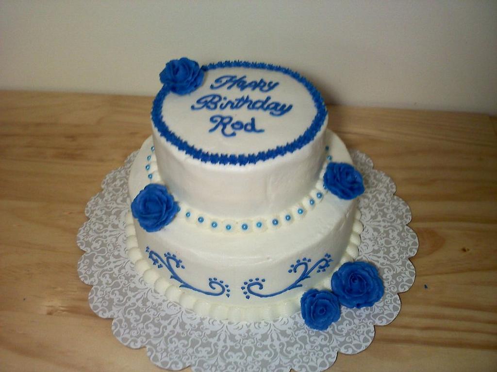 Blue and white birthday cake - Cake by Kimberly - CakesDecor