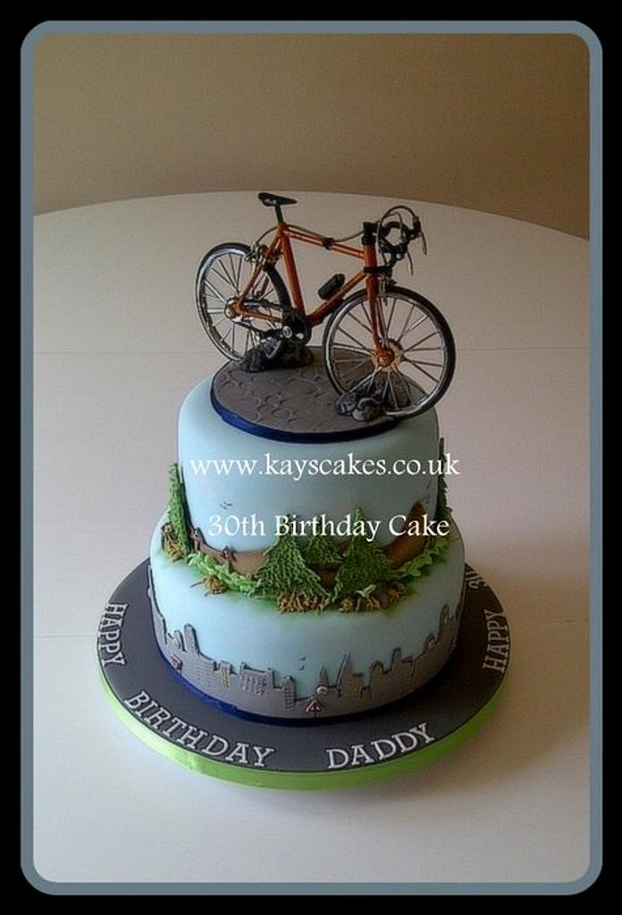 30th Birthday Two Tier Cake for Cycling Enthusiast Cake 30th Birthday Two Tier Cake for Cycling Enthusiast Cake