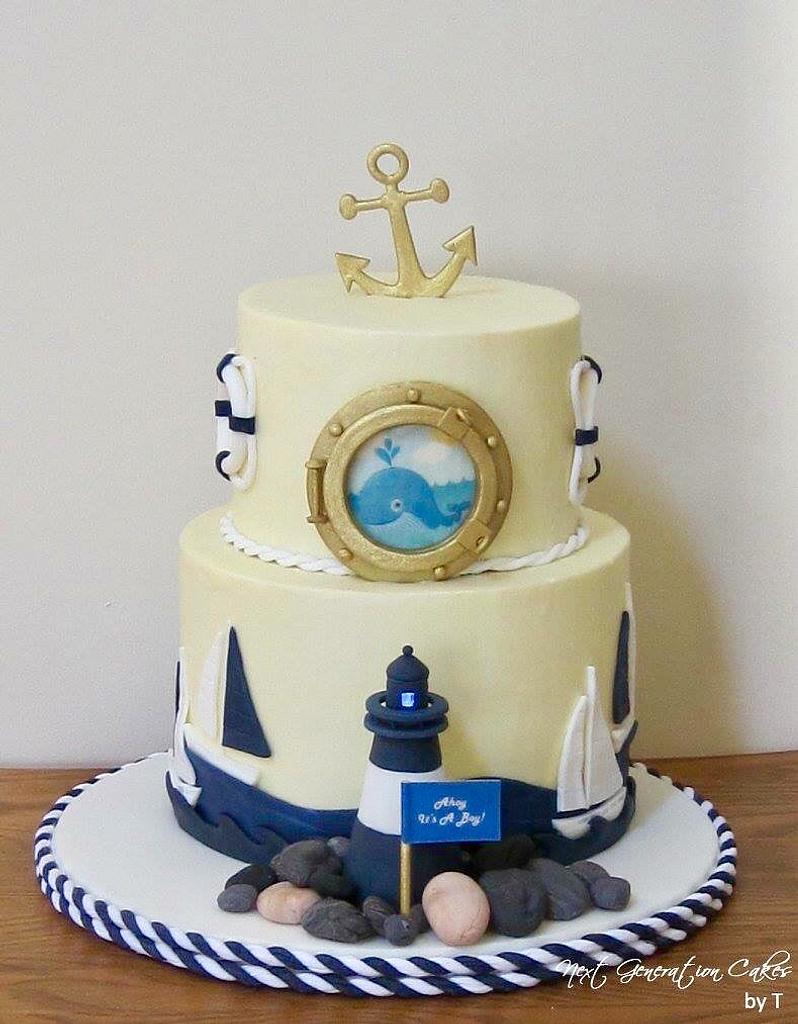 Nautical baby best sale shower cakes