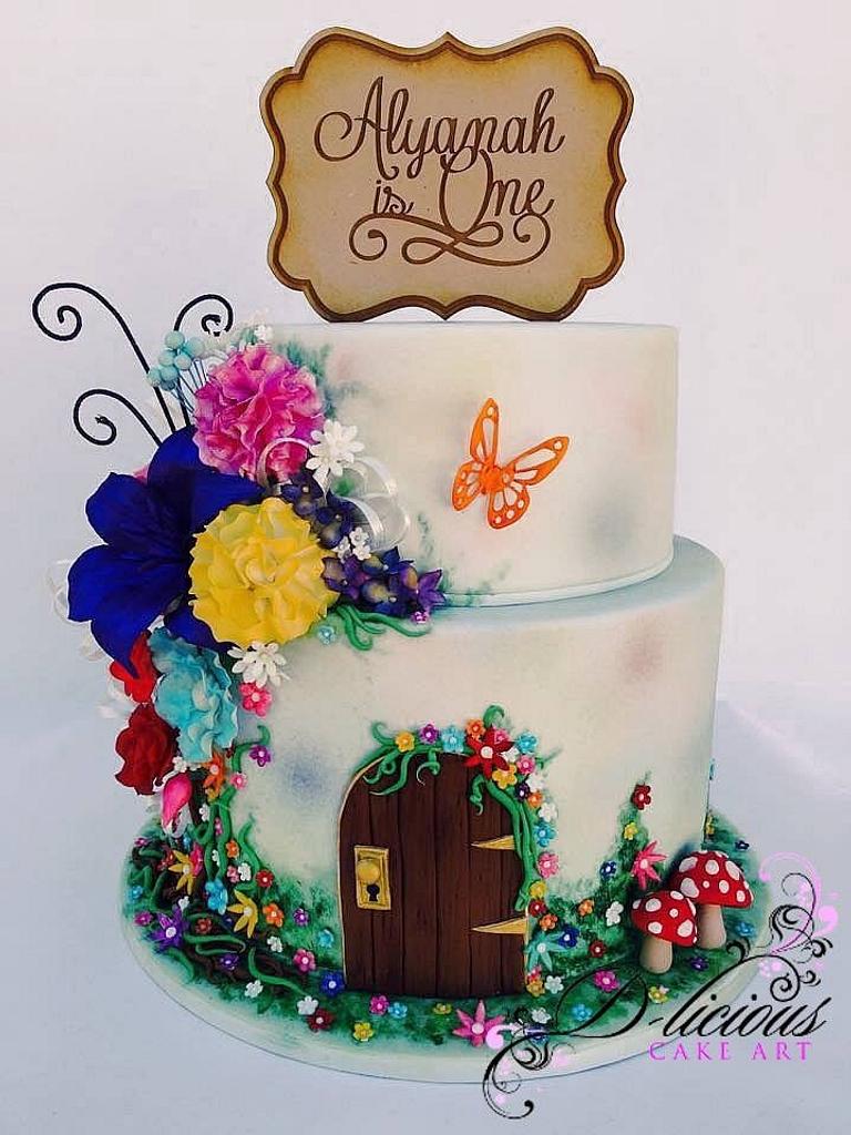 Garden fairy birthday cake