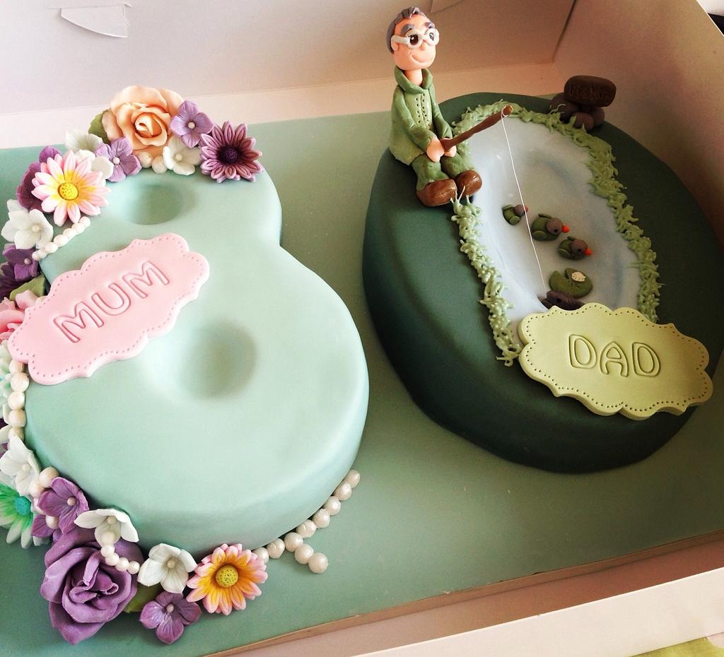 Joint 80th birthday cake - Decorated Cake by PureCakeryuk - CakesDecor