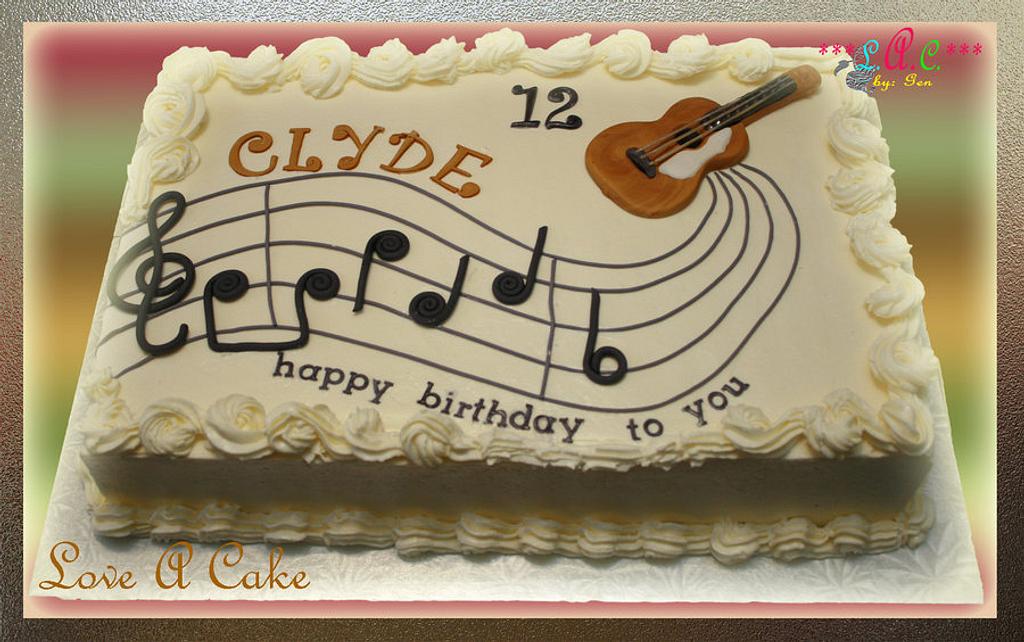 With guitar birthday cake mascot cartoon Vector Image