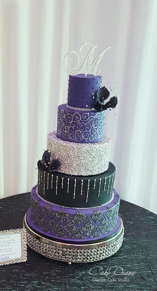 Caitlin's purple bling wedding - Cake by Diane - CakesDecor