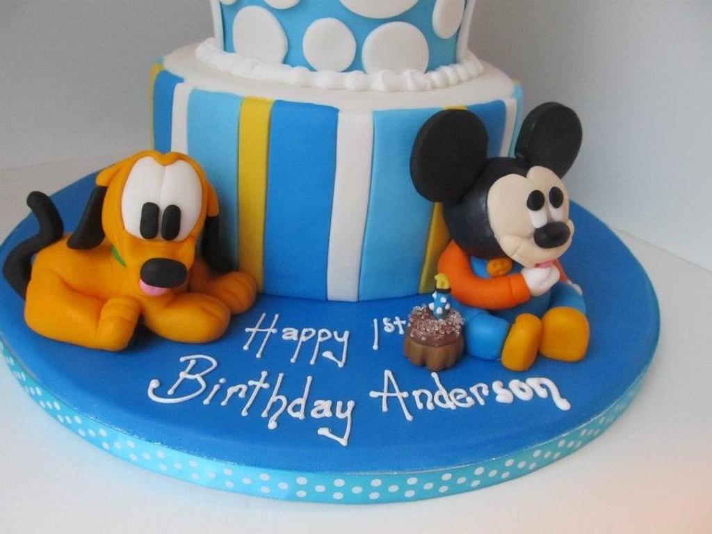 1st birthday baby Mickey Mouse & Pluto cake - Cake by - CakesDecor