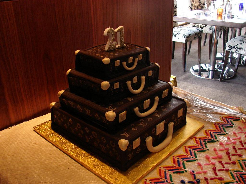 Handpainted Louis Vuitton Purse Cake using Chocolate Fondant with