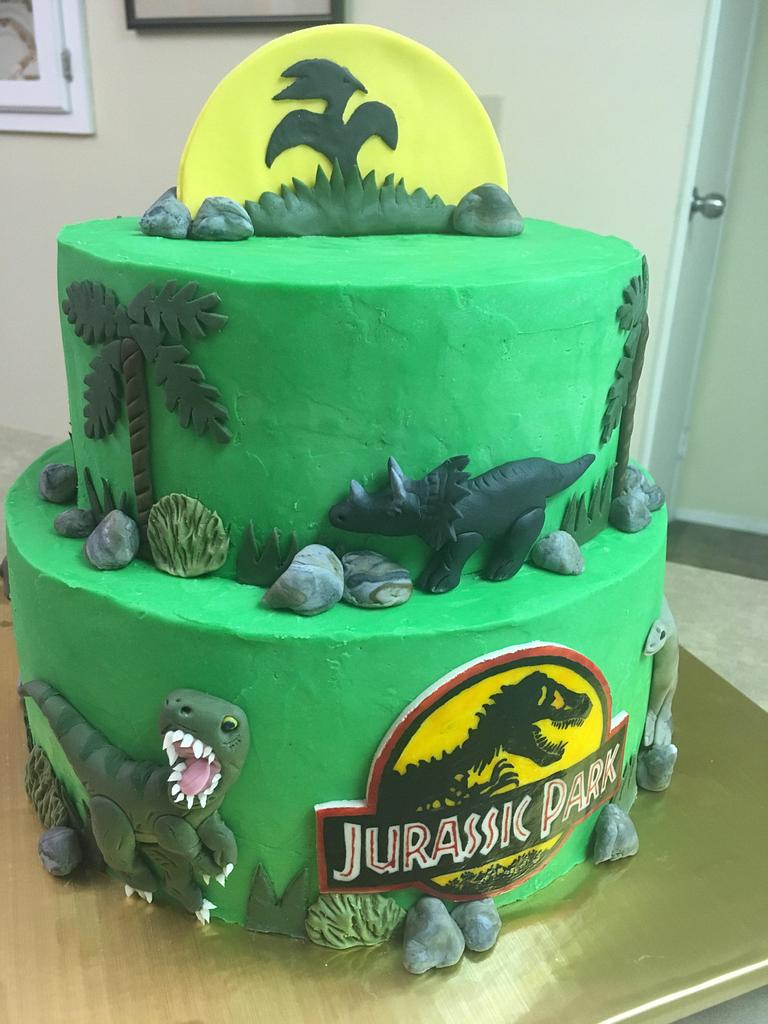 My son wanted a Jurassic park cake for his 7th birthday. I tried! : r/Baking
