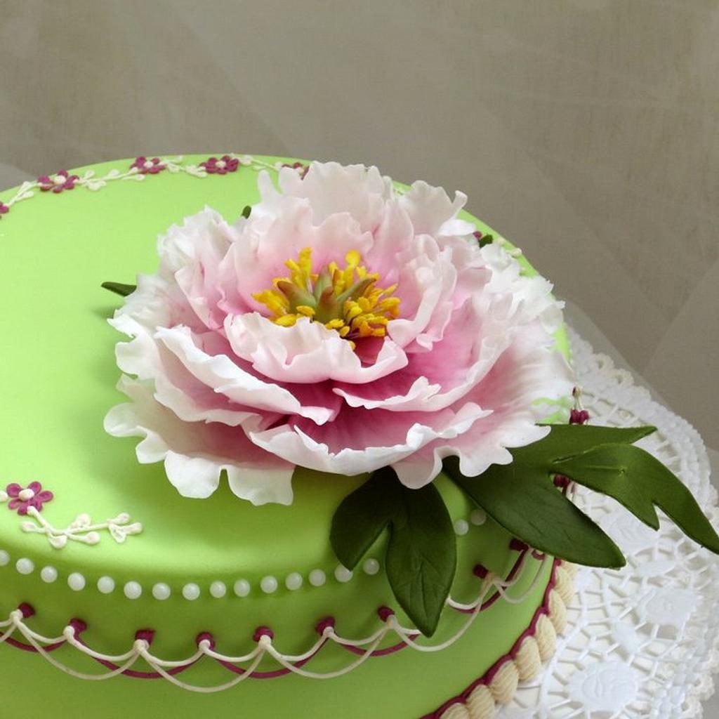 Pink peony cake - Cake by Eva Kralova - CakesDecor