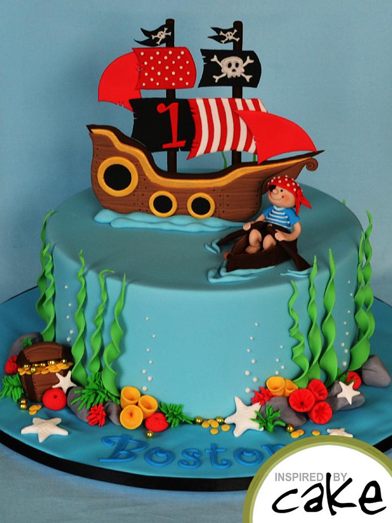 Pirate Ship Birthday Cake - Elizabeth's Kitchen Diary
