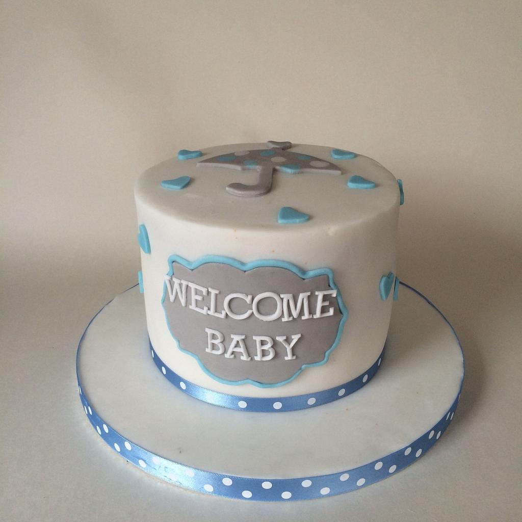 Blue and grey baby shower cake - Cake by Sweetlocks - CakesDecor